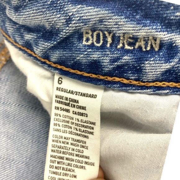 AMERICAN EAGLE Women’s Distressed Light Wash Button Fly Boy Crop Jeans US 6R - Picture 10 of 10